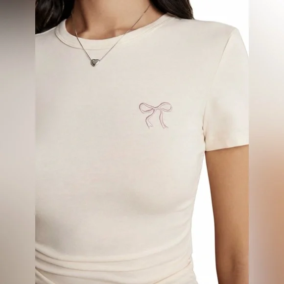 Coquette Pink Bow Embroidered Tee 🎀 - Picture 2 of 2